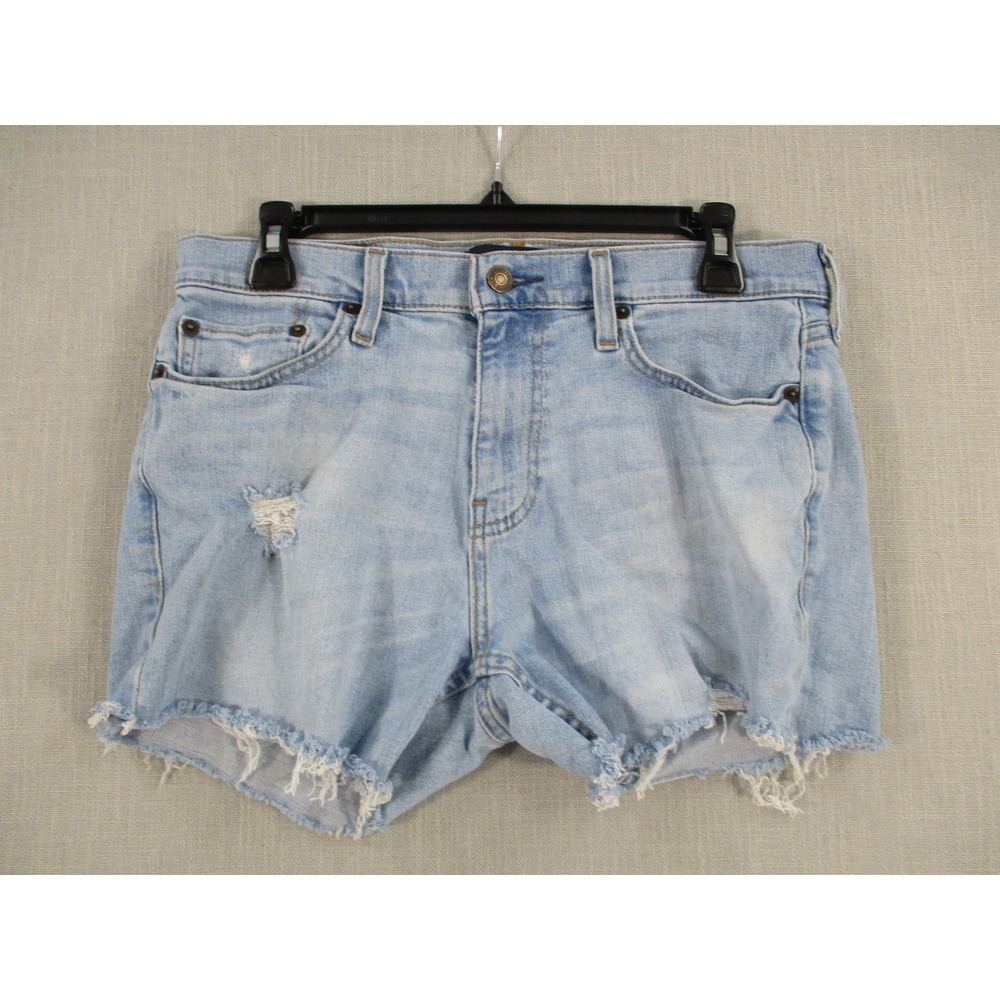 Hollister Epic Flex Light Wash Distressed Raw Hem Denim‎ Shorts W30 L30